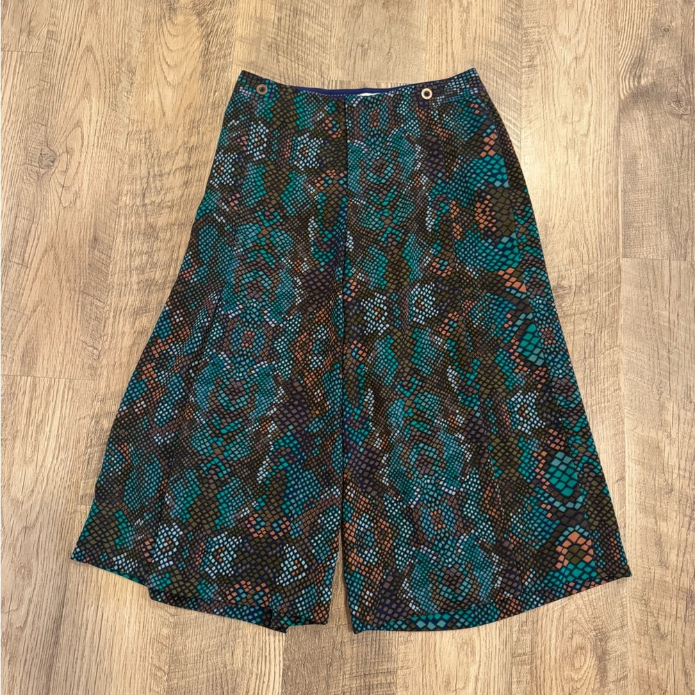 Anthropologie Womens 8 Essential Culotte Wide Leg Cropped Pants Geometric Print